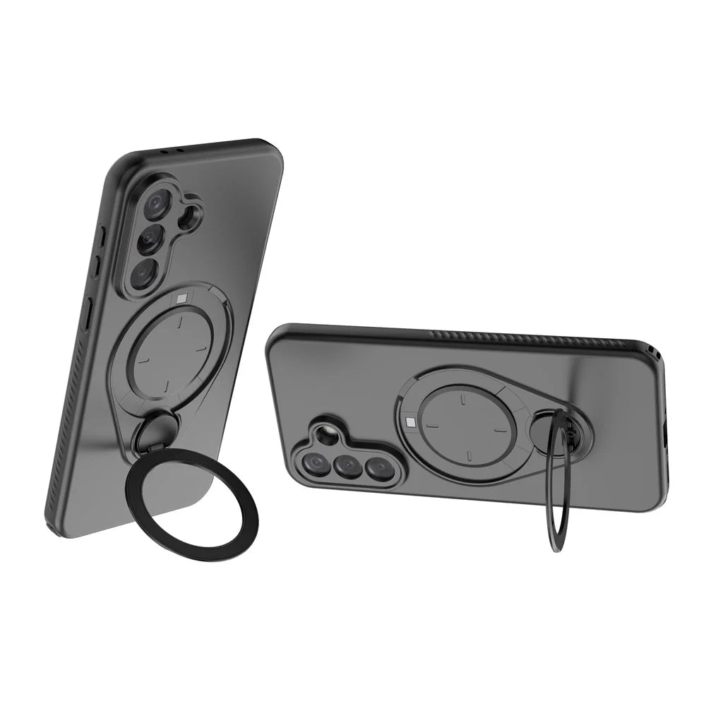 For Samsung Galaxy A57 5G Magnetic Case Rotating Kickstand TPU PC Phone Cover - Black - 3