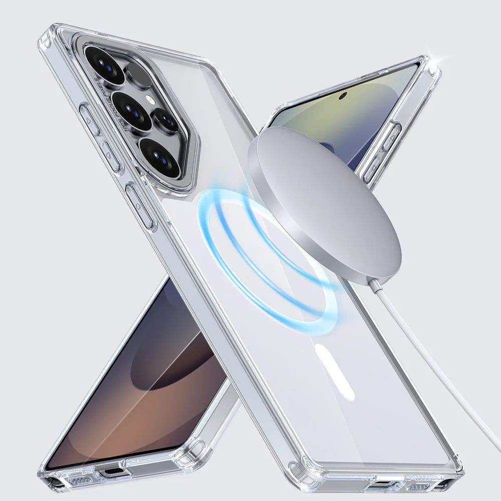 For Samsung Galaxy S25 Ultra Magnetic Case Shockproof TPU PC Clear Phone Cover - Wihte - 3