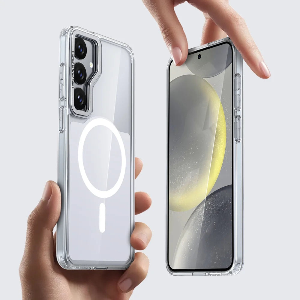 For Samsung Galaxy S25+ / Galaxy S24+ Magnetic Case Shockproof TPU PC Clear Phone Cover - White - 2