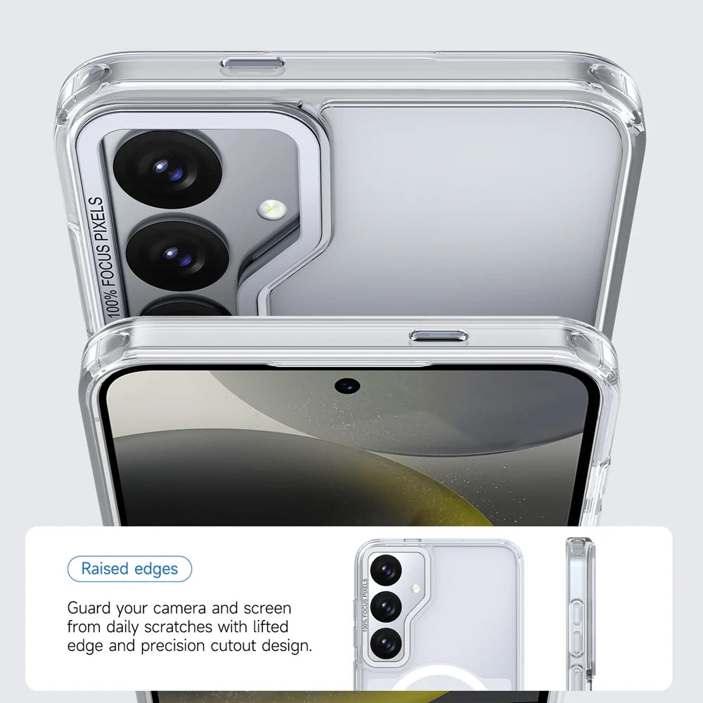 For Samsung Galaxy S25+ / Galaxy S24+ Magnetic Case Shockproof TPU PC Clear Phone Cover - White - 4