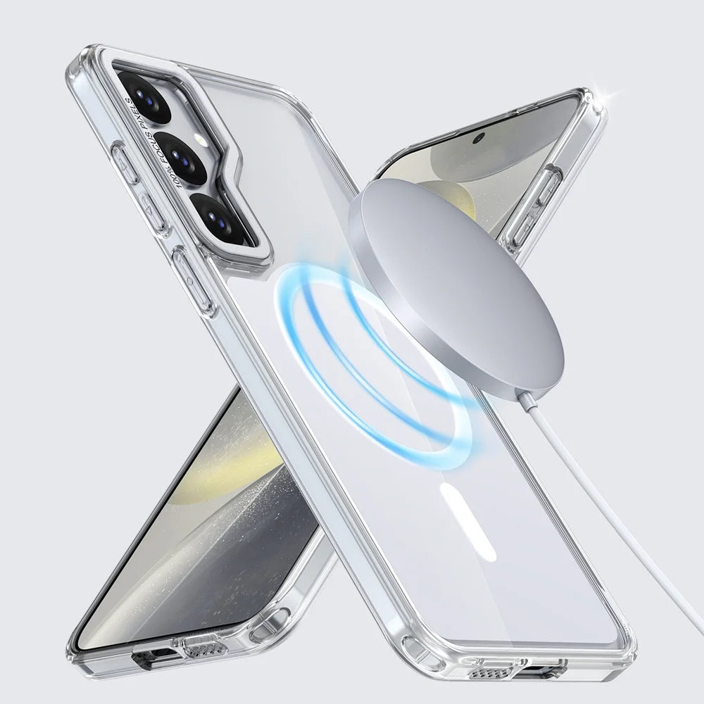 For Samsung Galaxy S26+ Magnetic Case Shockproof TPU PC Clear Phone Cover - White - 3