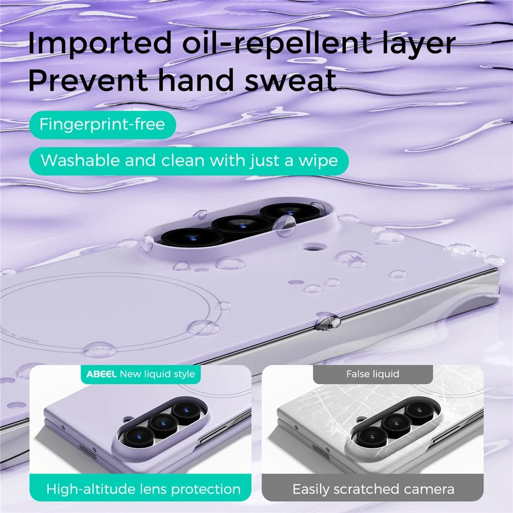 ABEEL For Samsung Galaxy Z Fold7 5G Magnetic Case Skin Touch Liquid Silicone Phone Back Cover - Purple - 4