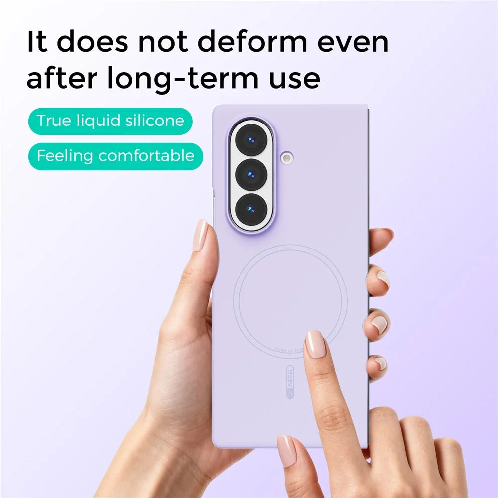 ABEEL For Samsung Galaxy Z Fold7 5G Magnetic Case Skin Touch Liquid Silicone Phone Back Cover - Purple - 5