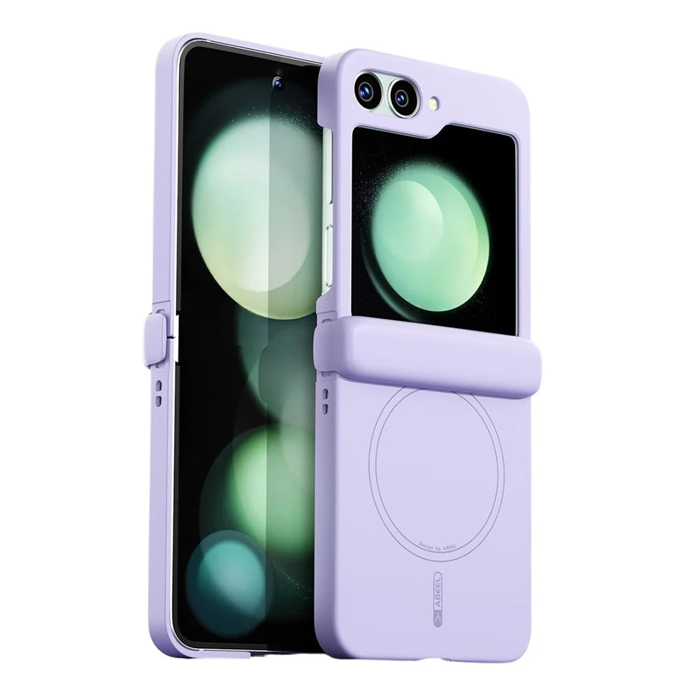 ABEEL For Samsung Galaxy Z Flip5 5G Magnetic Case Hinge Protection Skin Touch Liquid Silicone Shockproof Phone Cover - Purple - 1