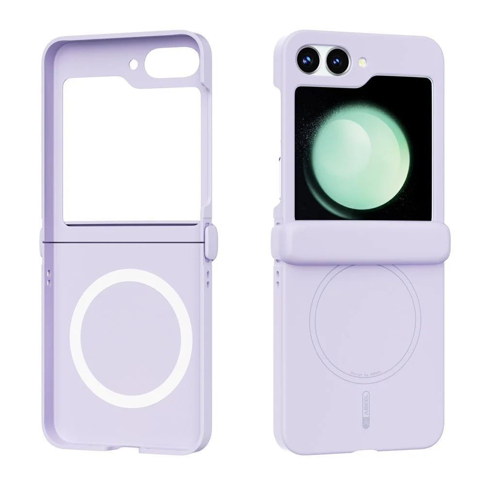 ABEEL For Samsung Galaxy Z Flip5 5G Magnetic Case Hinge Protection Skin Touch Liquid Silicone Shockproof Phone Cover - Purple - 2