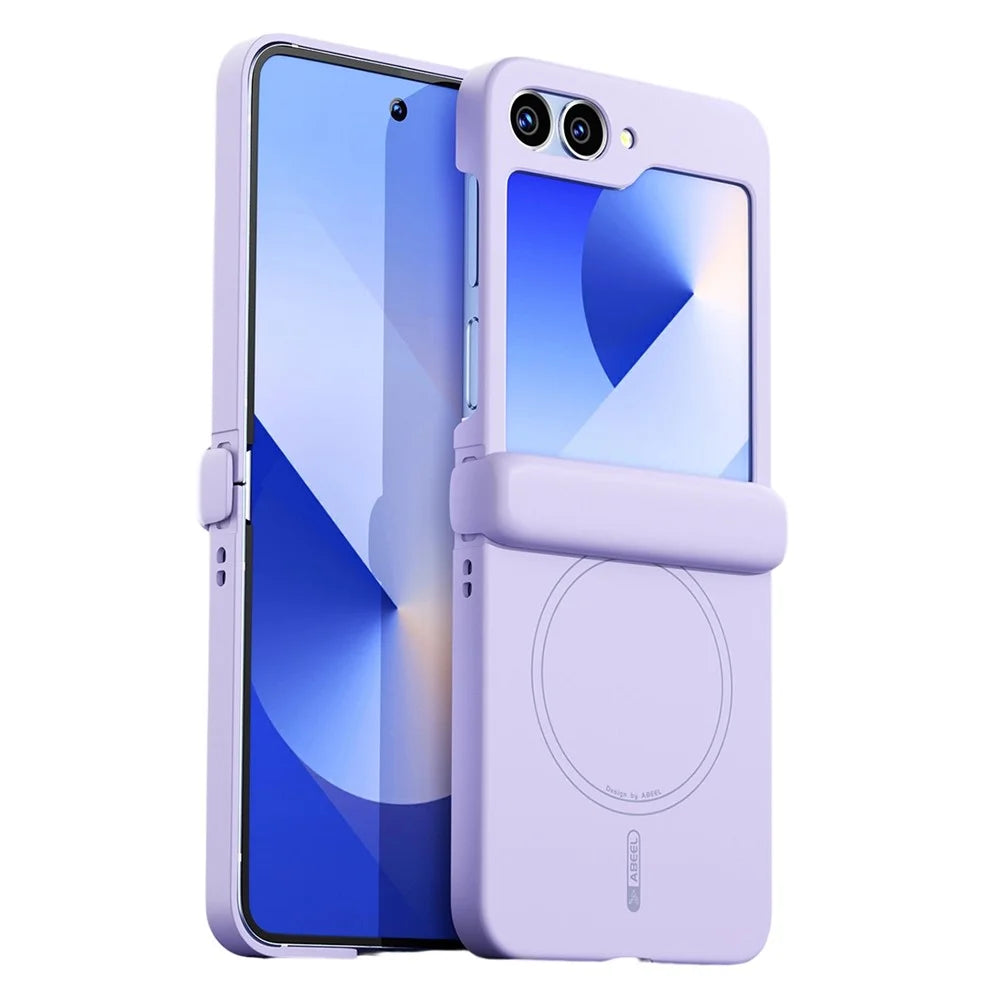 ABEEL For Samsung Galaxy Z Flip6 5G Magnetic Case Hinge Protection Skin Touch Liquid Silicone Shockproof Phone Cover - Purple - 1
