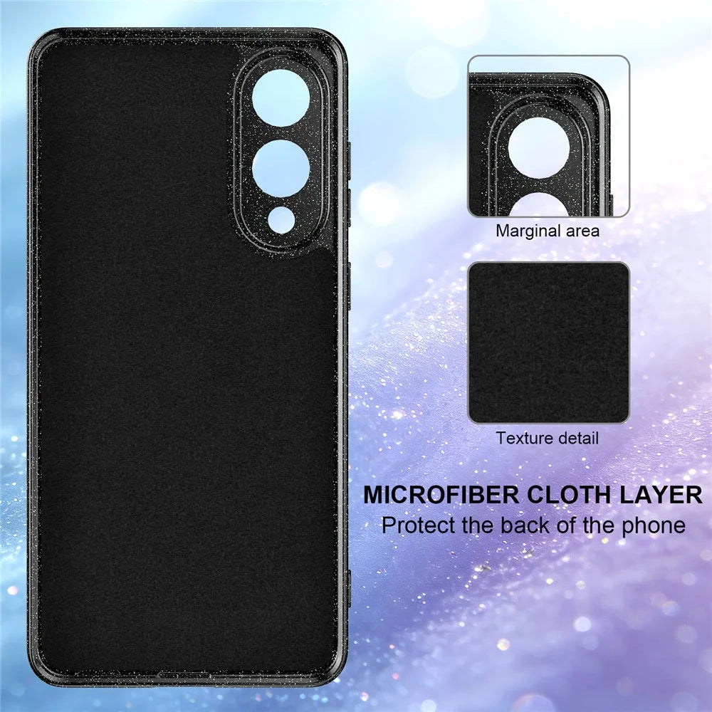 For Samsung Galaxy S25 Edge Magnetic Case Glitter TPU Shockproof Phone Cover with Lanyard - Black - 4