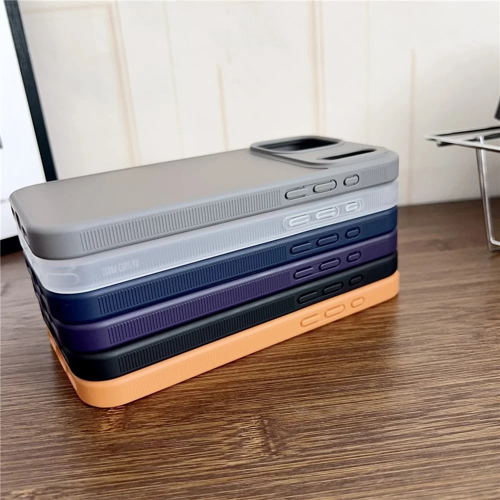 For iPhone  18 Pro / 17  Pro Case Anti Slip Skin Touch TPU Acrylic Shockproof Phone Cover - Orange - 5