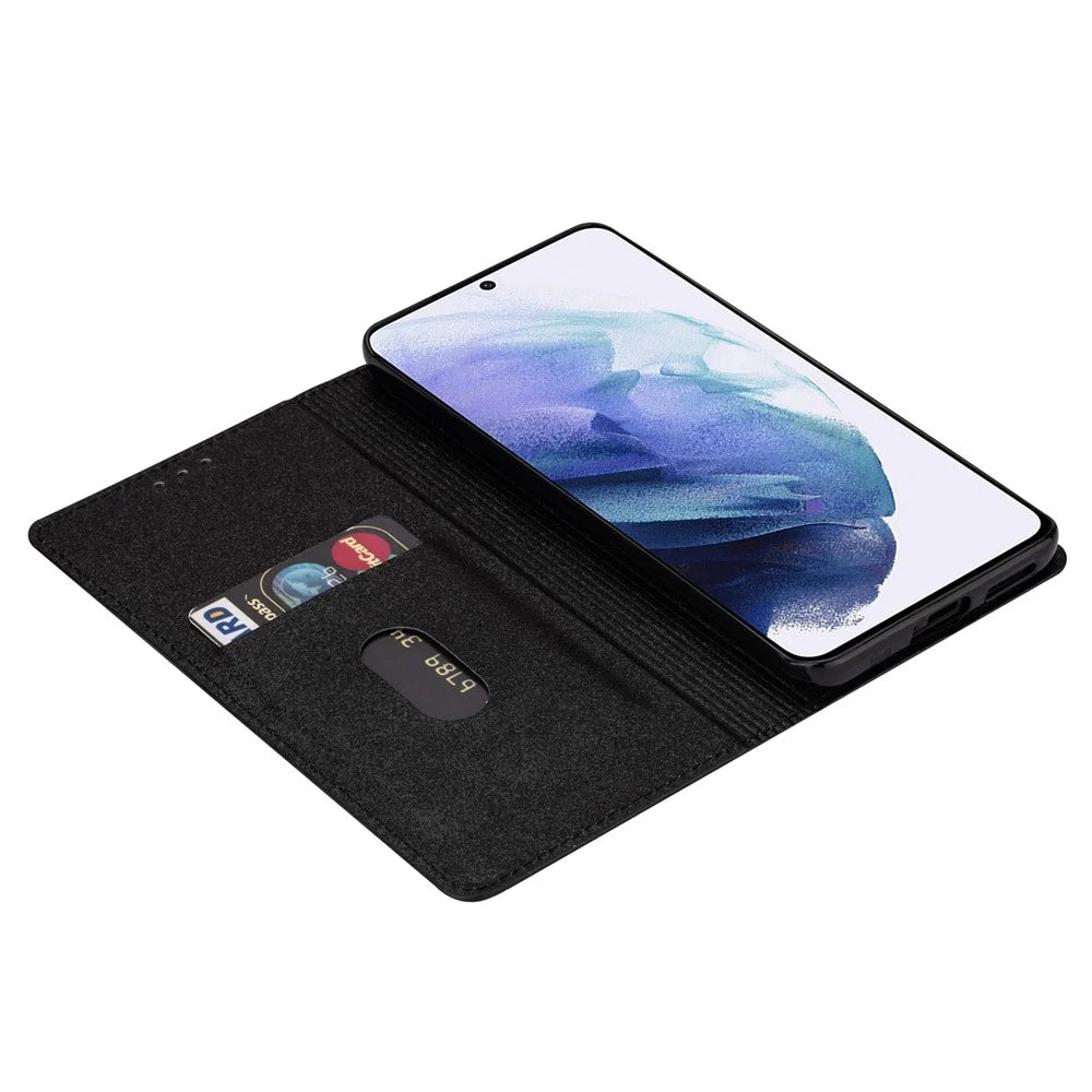 For Samsung Galaxy S23 Ultra Glitter Sequins PU Leather Shockproof Cover Magnetic Auto Closing Phone Stand Case with Card Slot - Black - 3