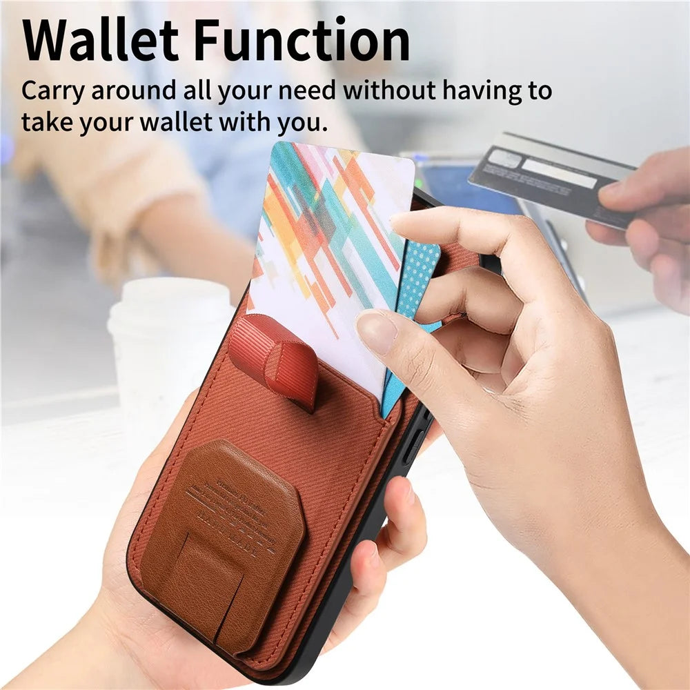 Phone Case For Samsung Galaxy A18 5G / A18 4G / A17 5G / A17 4G Cloth Texture TPU PU Leather PC Phone Back Cover with Card Holder Kickstand - Brown - 7