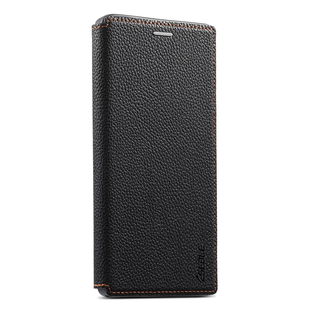 ESEBLE For Samsung Galaxy S26 Ultra Magnetic Case Ultra Thin Litchi Texture PU Leather+PC+TPU Phone Cover with 2 Card Slots - Black - 5