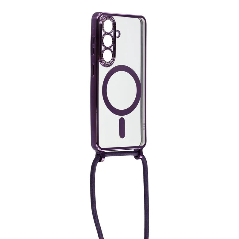 For Samsung Galaxy S26+ Magnetic Case Electroplating Edge TPU Phone Cover with Screen Film / Shoulder Strap - Purple - 2