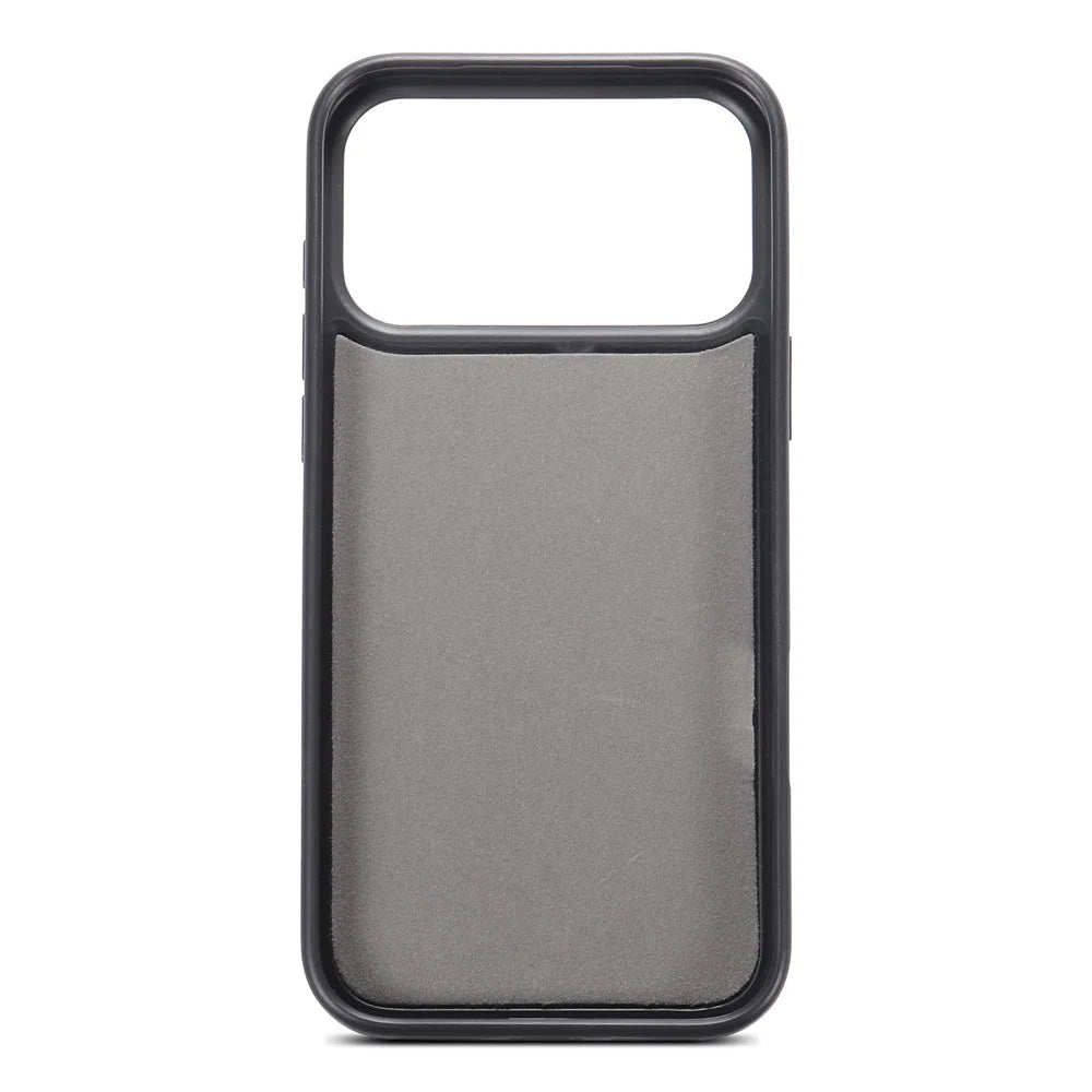 ESEBLE For iPhone 17 Pro Phone Case with Card Holder Vintage Textured PC + PU Leather Back Cover - Black - 4