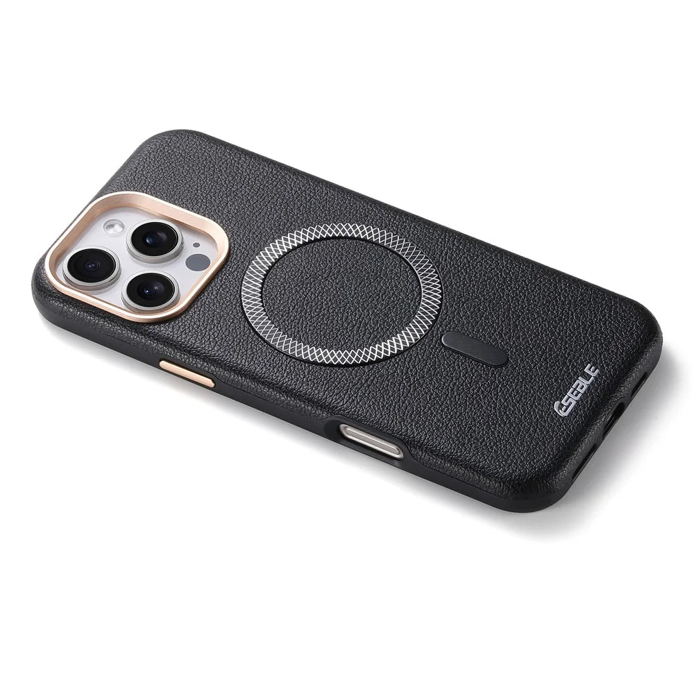 ESEBLE For iPhone 16 Pro Max Magnetic Case PU+TPU Litchi Pattern Back Cover Compatible with Magsafe - Black - 6