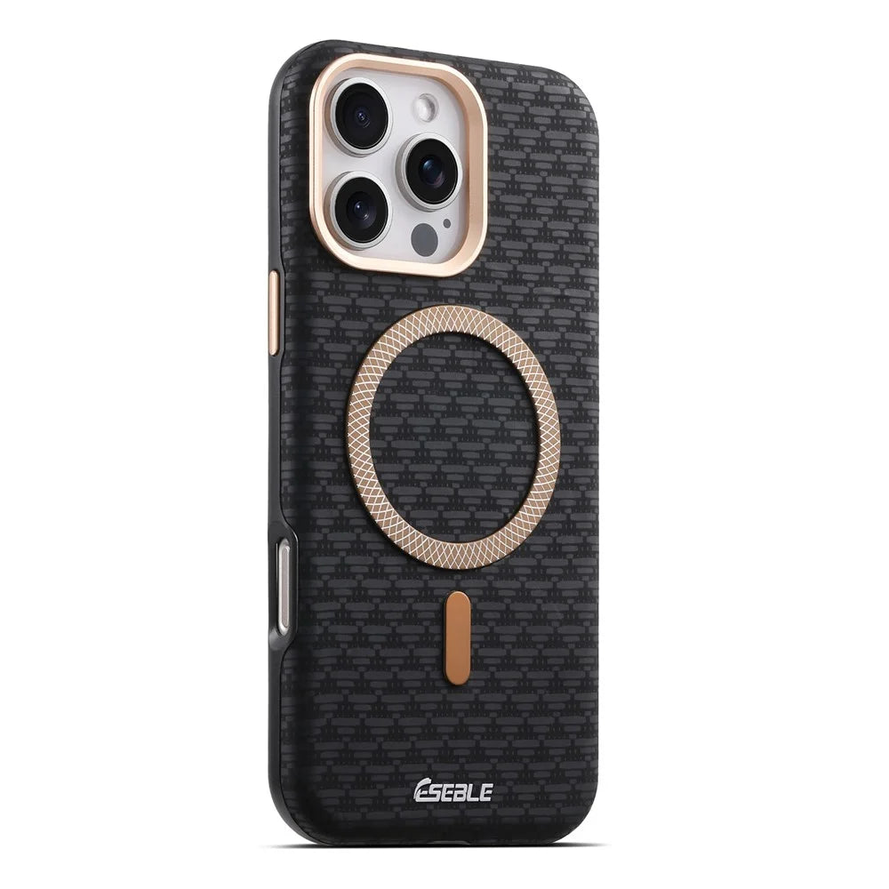 ESEBLE For iPhone 16 Pro Max Magnetic Case TPU + PU Leather Phone Cover - Black - 3