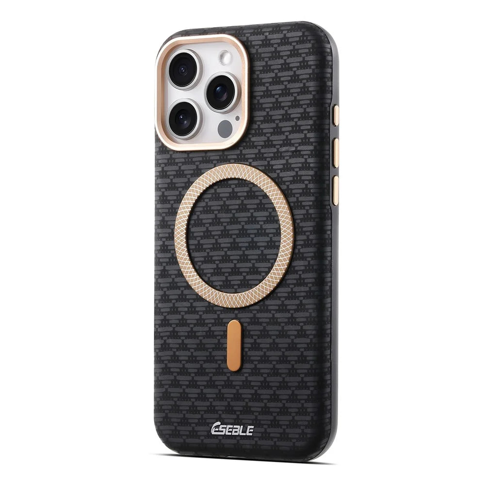 ESEBLE For iPhone 16 Pro Magnetic Case TPU + PU Leather Phone Cover Compatible with Magsafe - Black - 2