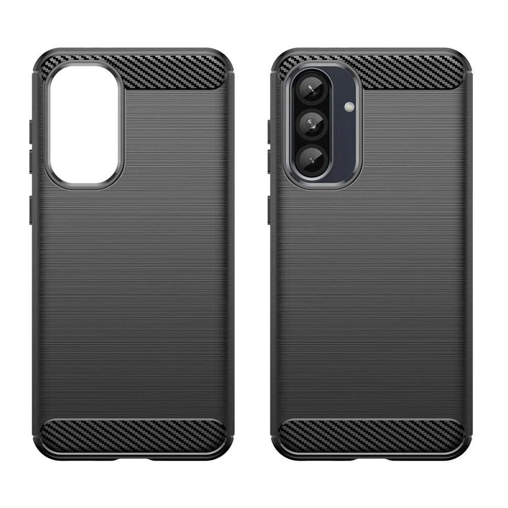 For Samsung Galaxy A37 5G TPU Case Carbon Fiber Texture Brushed Protective Phone Cover - Black - 2