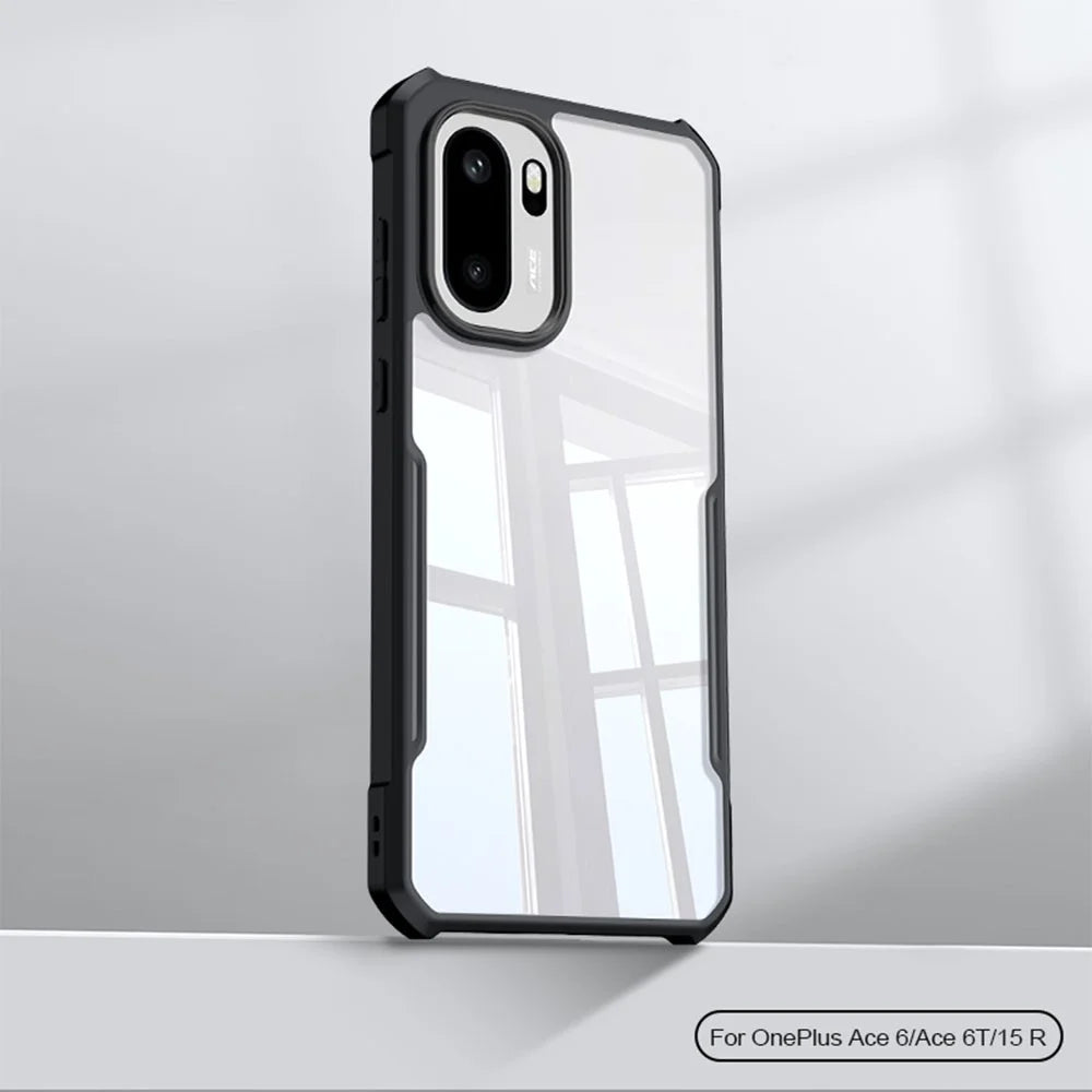 XUNDD For OnePlus Ace 6 5G  /  15R 5G  /  Ace 6T 5G Case Dropproof TPU + Acrylic Clear Back Phone Cover - Black - 2