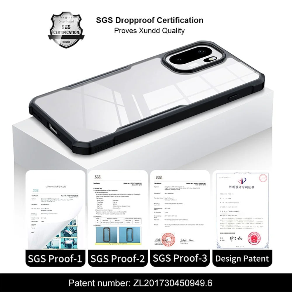 XUNDD For OnePlus Ace 6 5G  /  15R 5G  /  Ace 6T 5G Case Dropproof TPU + Acrylic Clear Back Phone Cover - Black - 4