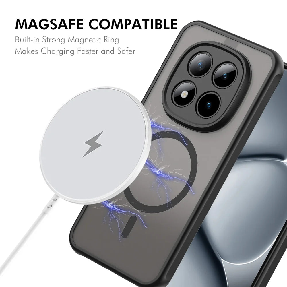 ENKAY HAT PRINCE For Xiaomi Poco M8 Pro 5G / Xiaomi Redmi Note 15 Pro+ 5G (Global)   Magnetic Case with Tempered Glass Support Ultrasonic Unlocking PC TPU Matte Phone Cover - Black - 2