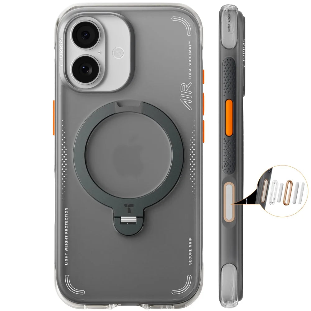 TORRAS For iPhone 17  Ostand Q3 Air Series Magnetic Case with Kickstand Shockproof PC + TPU Phone Cover - Black - 1