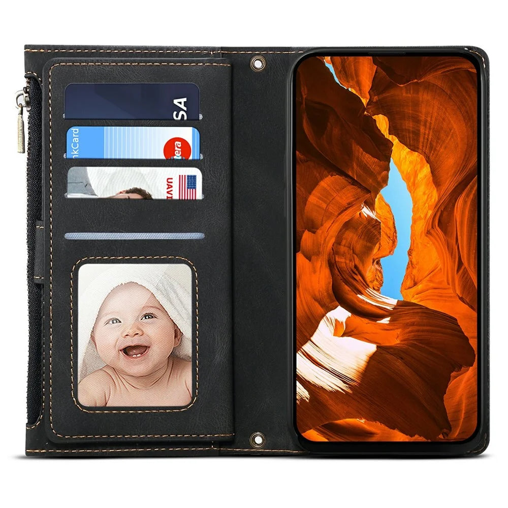 ESEBLE Star Series For iPhone X / XS Case Zipper Wallet Leather Stand Phone Cover - Black - 2