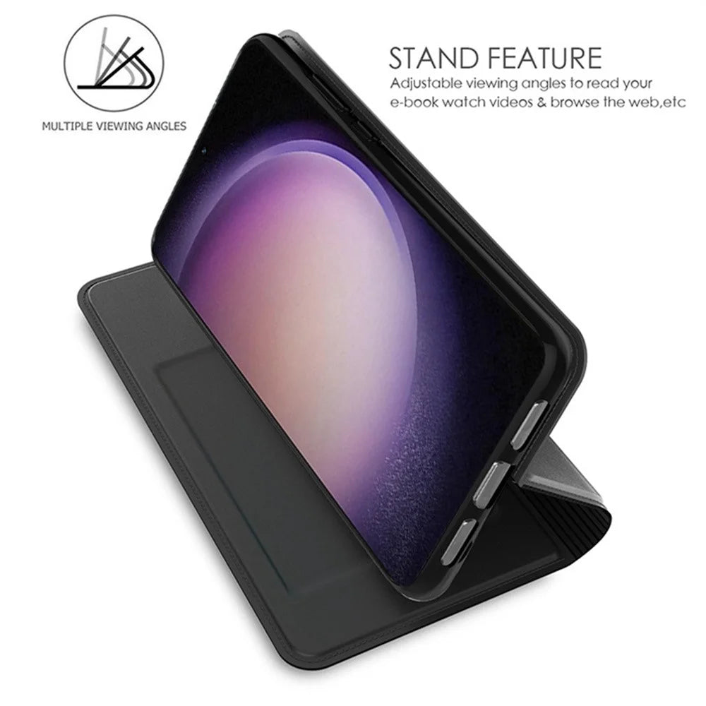 For Samsung Galaxy S8 Case PU Leather Phone Cover with Card Holder Stand - Black - 2