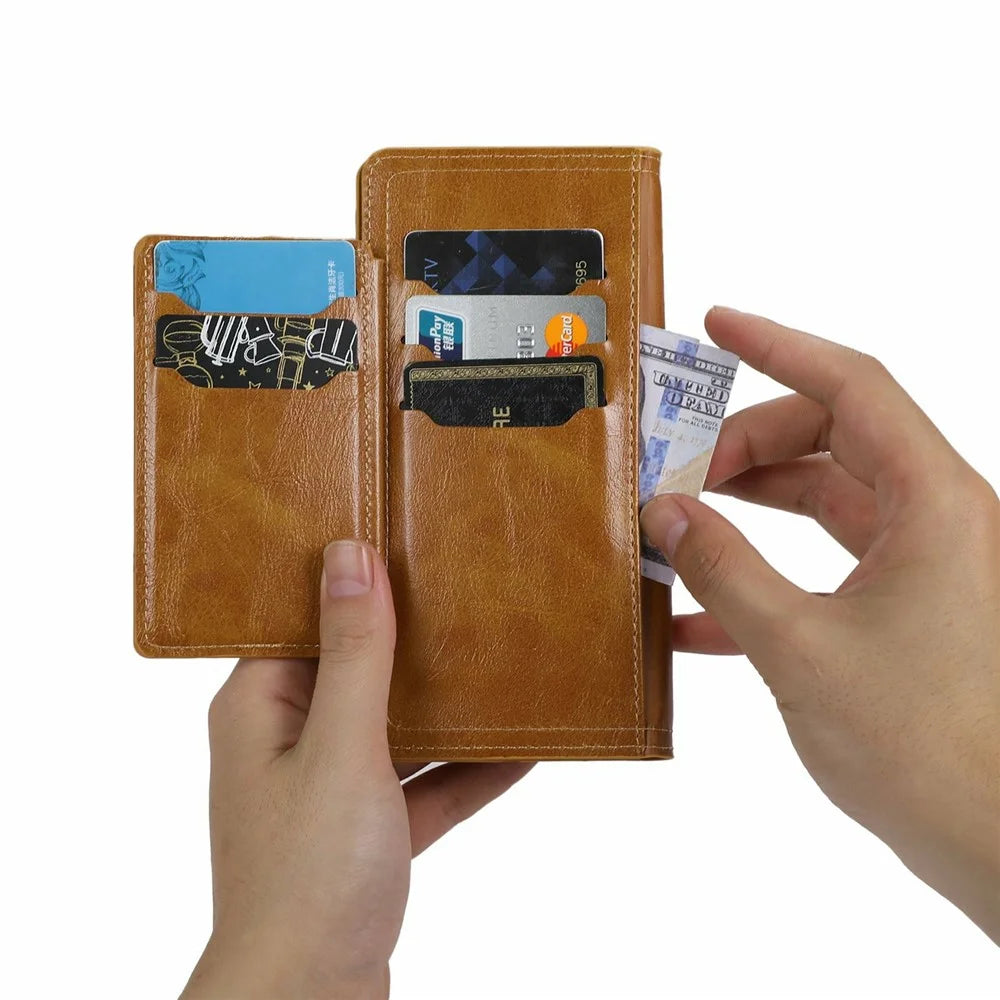 For Samsung Galaxy S26 Ultra Case Zipper Flip Leather Phone Cover with Card Holder - Orange - 5