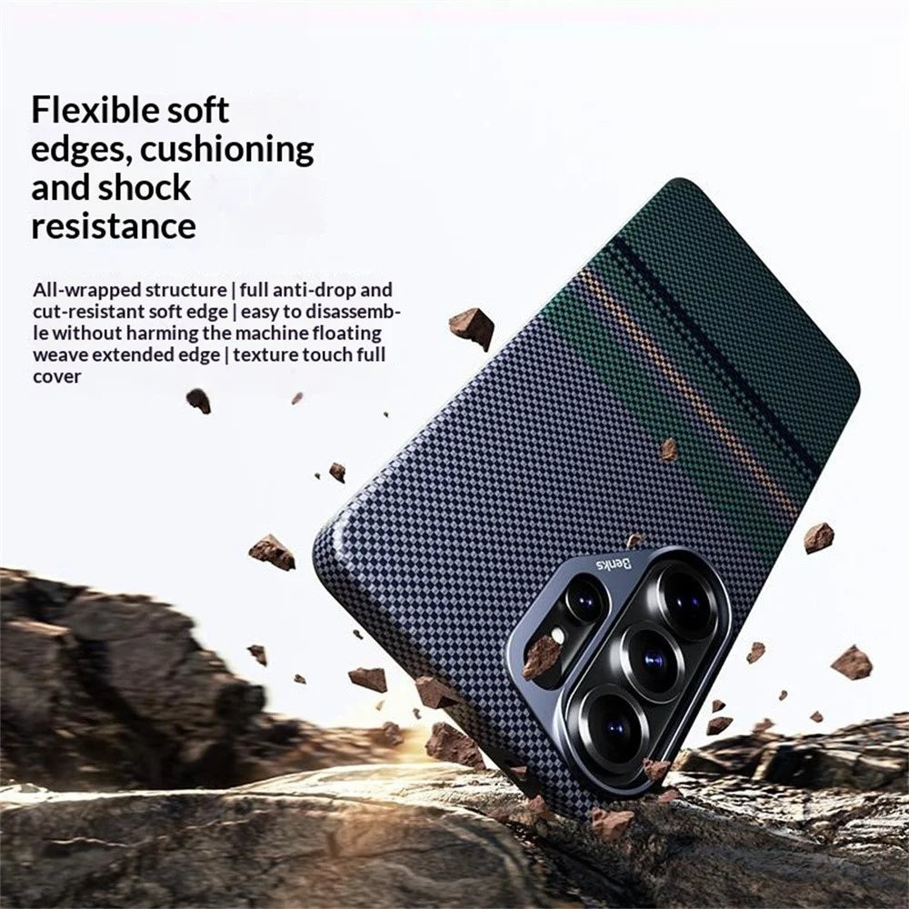 BENKS Y1 For Samsung Galaxy S26 Ultra Magnetic Case Aramid Fiber TPU Aurora Phone Cover - Black - 2