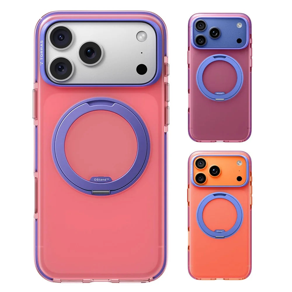 TORRAS O3 Hue Series For iPhone 17 Pro Case Compatible with MagSafe Airbag Kickstand PC + TPU Phone Cover (Amazon Packaging) - Blush Pink - 2