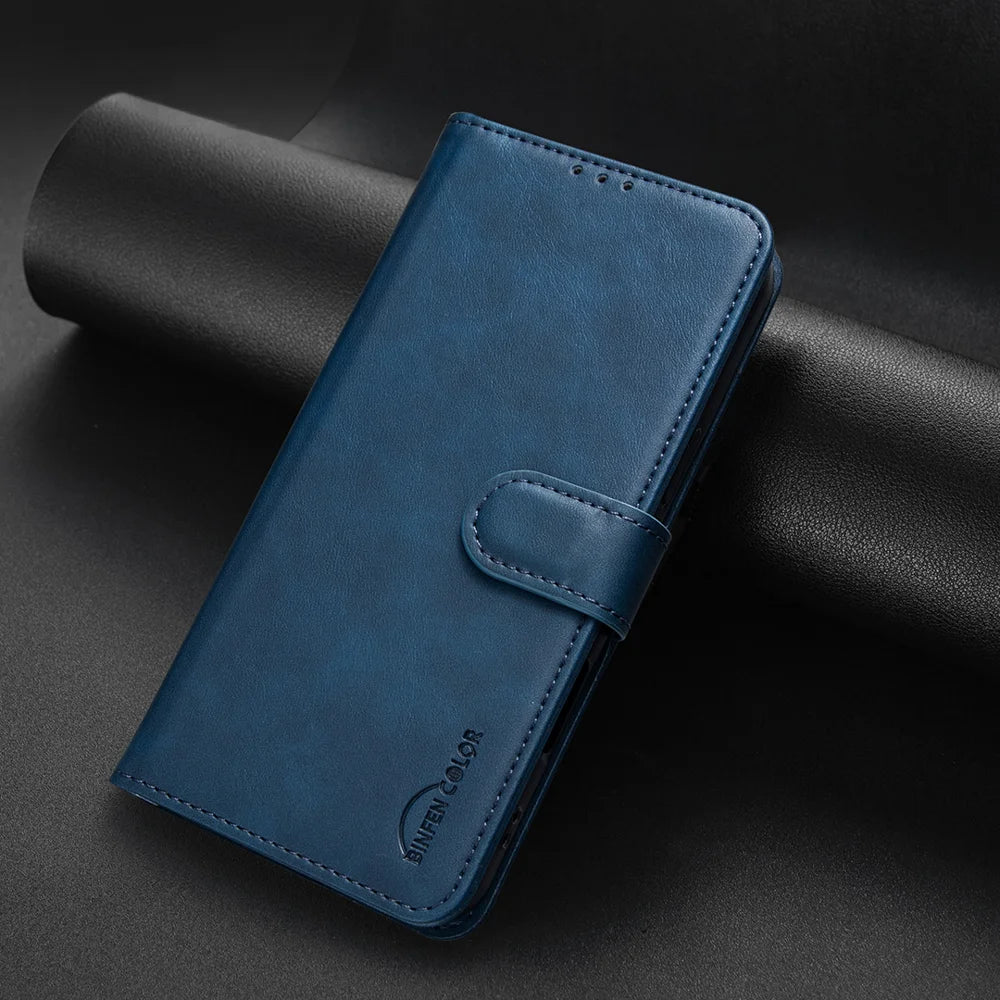 BINFEN COLOR For iPhone 16 Pro  BF37 Case RFID Blocking Wallet Stand Leather Phone Cover - Blue - 4
