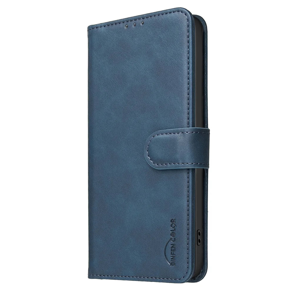 BINFEN COLOR For iPhone 15 Pro Max  BF37 Case RFID Blocking Wallet Stand Leather Phone Cover - Blue - 2