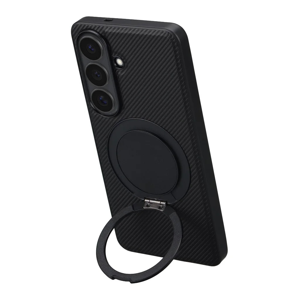 VILI TCY for Samsung Galaxy S26 Magnetic Phone Case with Rotary Kickstand PC TPU Back Cover - Black - 3