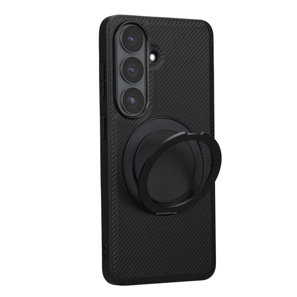 VILI TCY for Samsung Galaxy S26+ Magnetic Phone Case with Rotary Kickstand PC TPU Back Cover - Black - 1