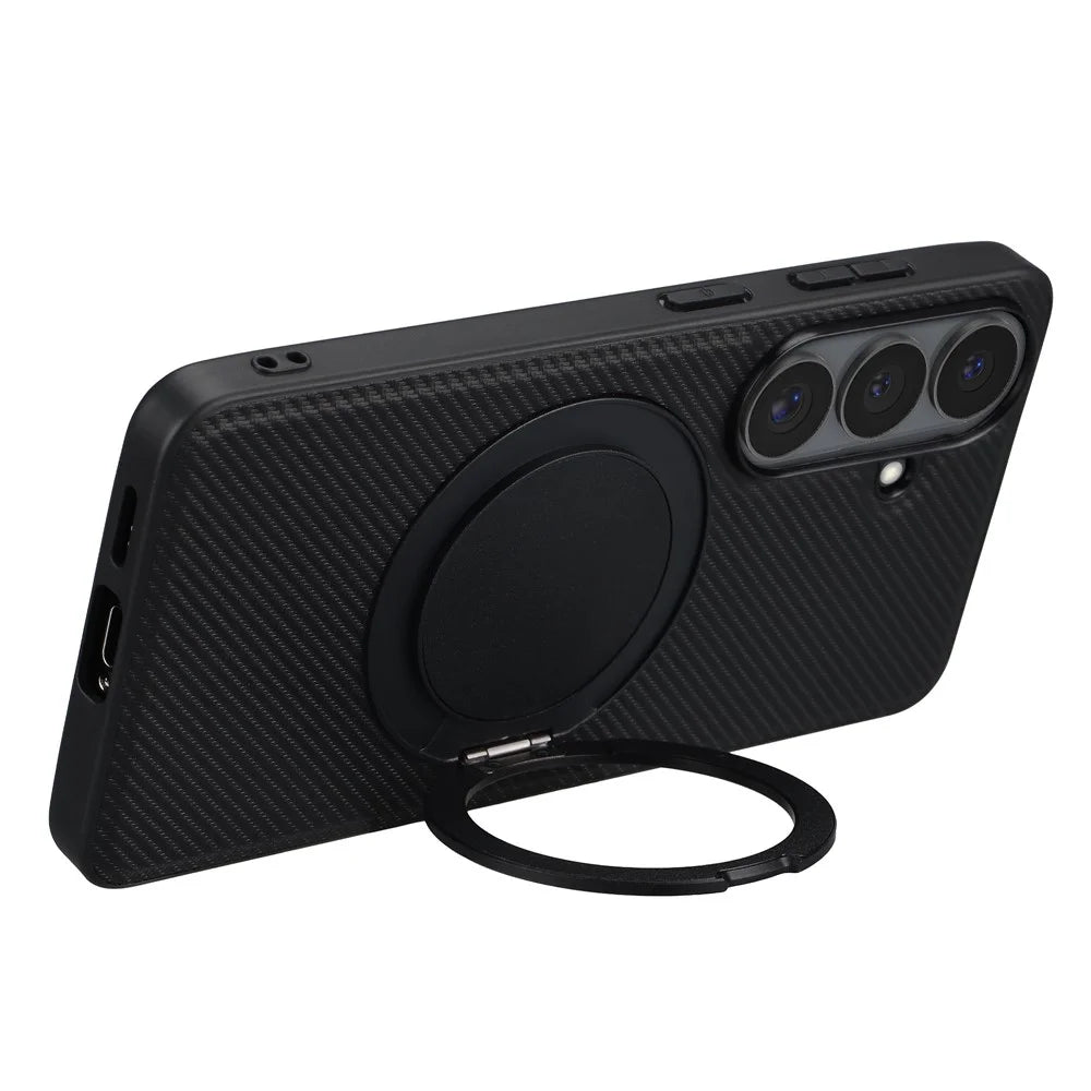 VILI TCY for Samsung Galaxy S26+ Magnetic Phone Case with Rotary Kickstand PC TPU Back Cover - Black - 4