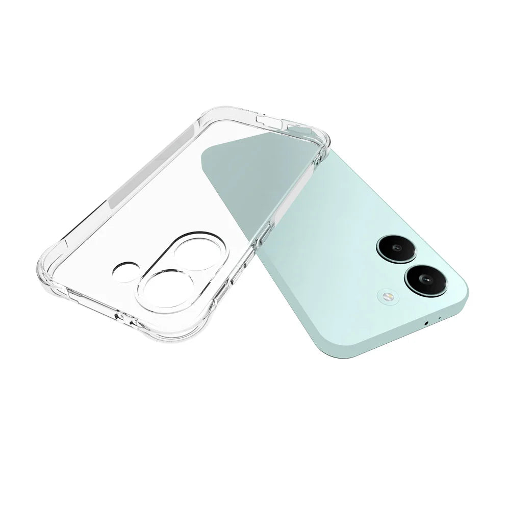 WANLONFENG For Xiaomi Redmi Turbo 5 5G  WL2 Series TPU Case 2.0mm Phone Cover with 2Pcs Tempered Glass Films - Transparent - 5