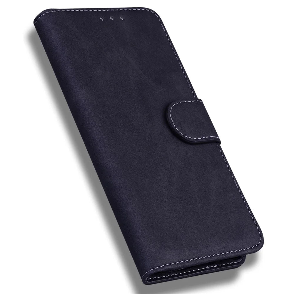 For Samsung Galaxy S23 Ultra Solid Color PU Leather Wallet Case Magnetic Clasp Protective Flip Stand Phone Cover - Black - 5