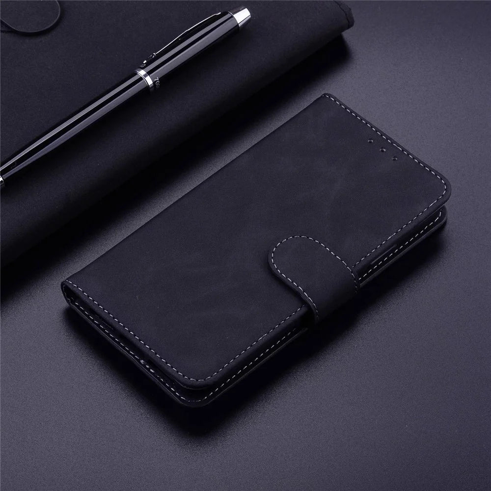 For Samsung Galaxy S23 Ultra Solid Color PU Leather Wallet Case Magnetic Clasp Protective Flip Stand Phone Cover - Black - 6