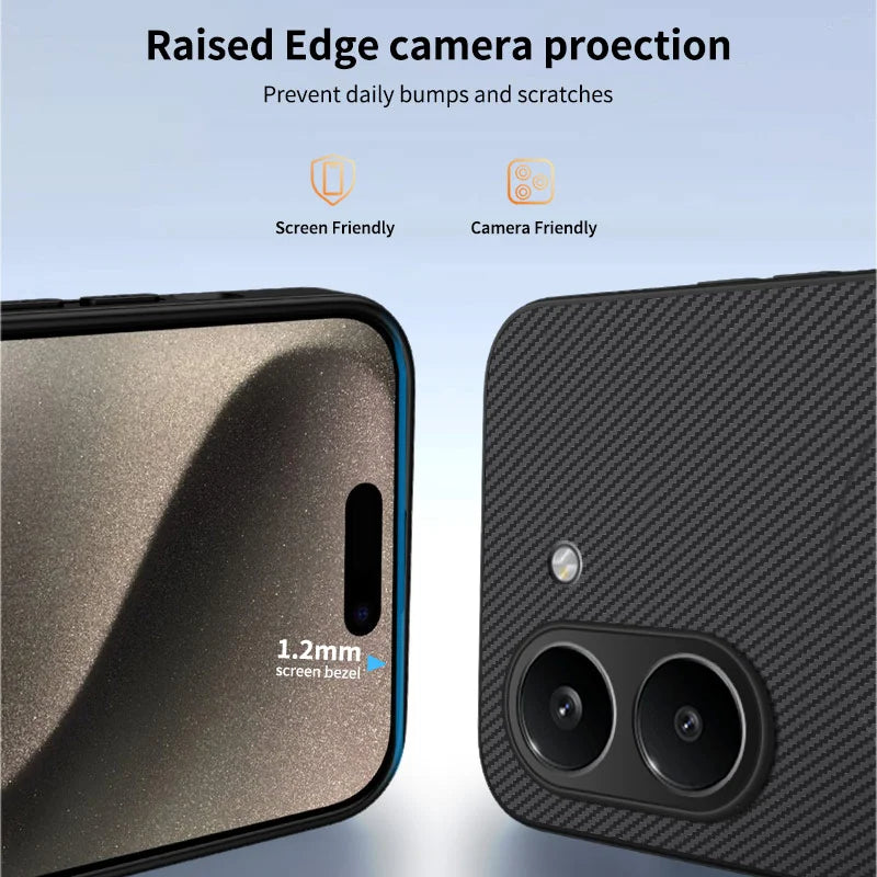 WANLONFENG For Xiaomi Redmi Turbo 5 5G  TQ1 Series Magnetic Case Carbon Fiber Texture PC TPU Phone Cover with 2Pcs Screen Films - Black - 3