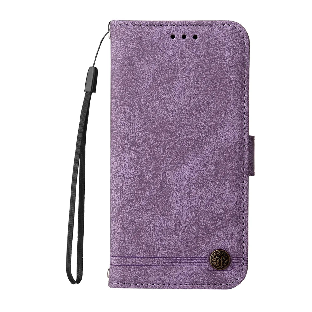 Leather Wallet Cases For Motorola Moto G87 5G / G77 5G / G67 5G Skin Touch Phone Cover Stand with Strap - Purple - 5
