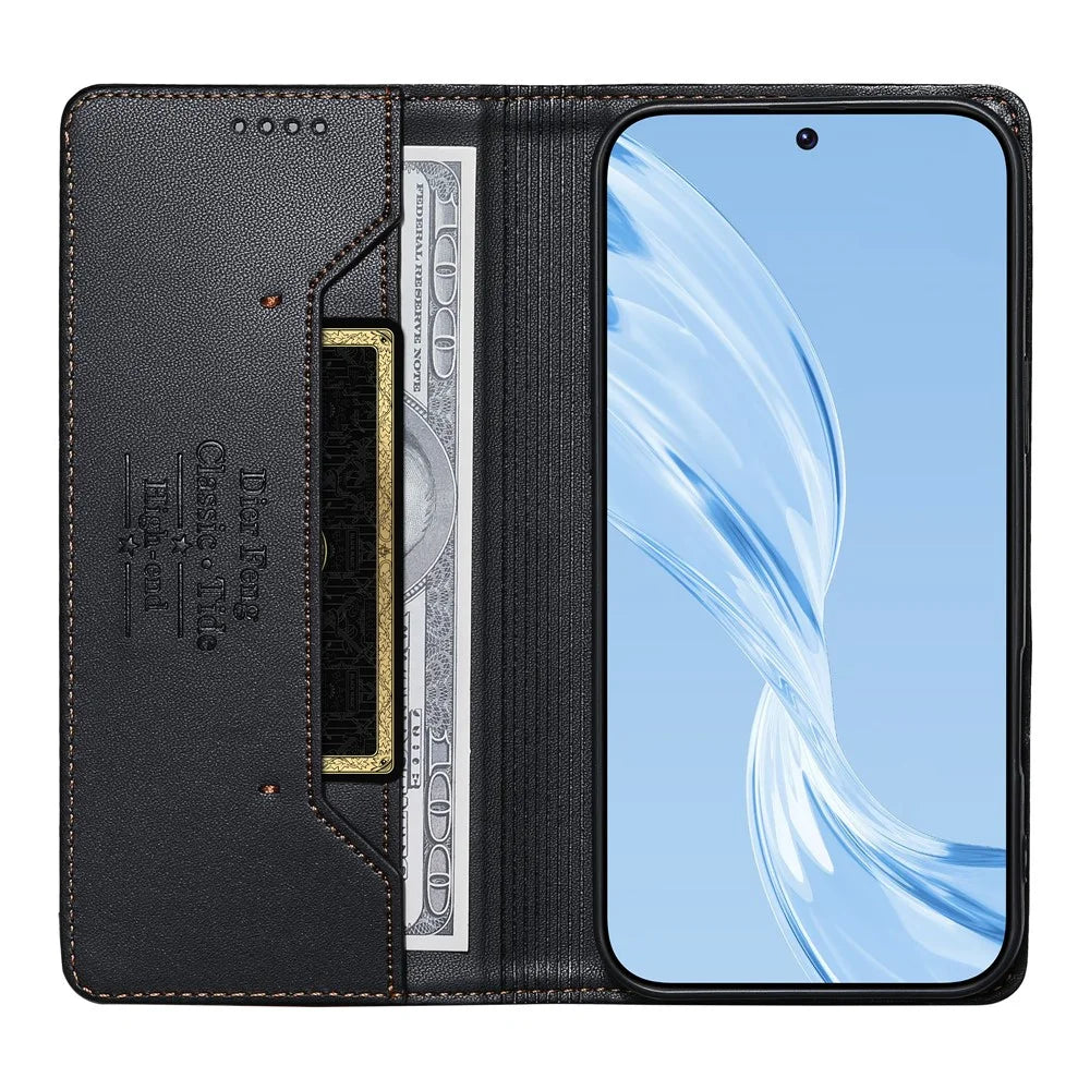 DIERFENG DF-018 for Samsung Galaxy A26 5G Case RFID Blocking Wallet Leather Phone Cover with Color Splicing Logo Corner - Black - 2