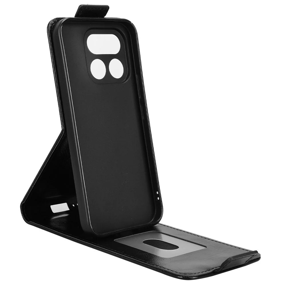 For Realme 16 Pro 5G Stand Case Magnetic Clasp Vertical Flip Leather Phone Cover with Card Holder - Black - 2