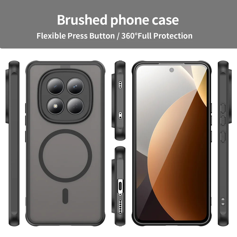 WANLONFENG For Xiaomi Redmi Note 15 4G (Global) FD Series Magnetic Case with Screen Film Skin Touch TPU + PC Phone Back Cover - Black - 3