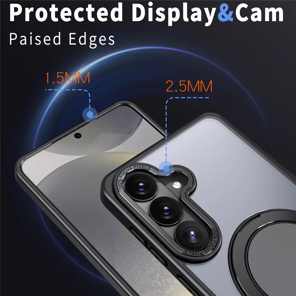 For Samsung Galaxy S26+ Magnetic Case Hidden Gear Ring Kickstand Phone Cover - Black - 5