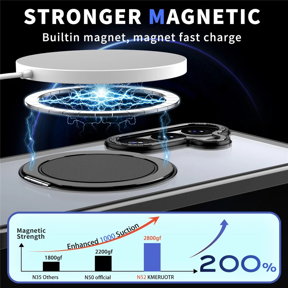 For Samsung Galaxy S26 Magnetic Case Hidden Gear Ring Kickstand Phone Cover - Black - 2