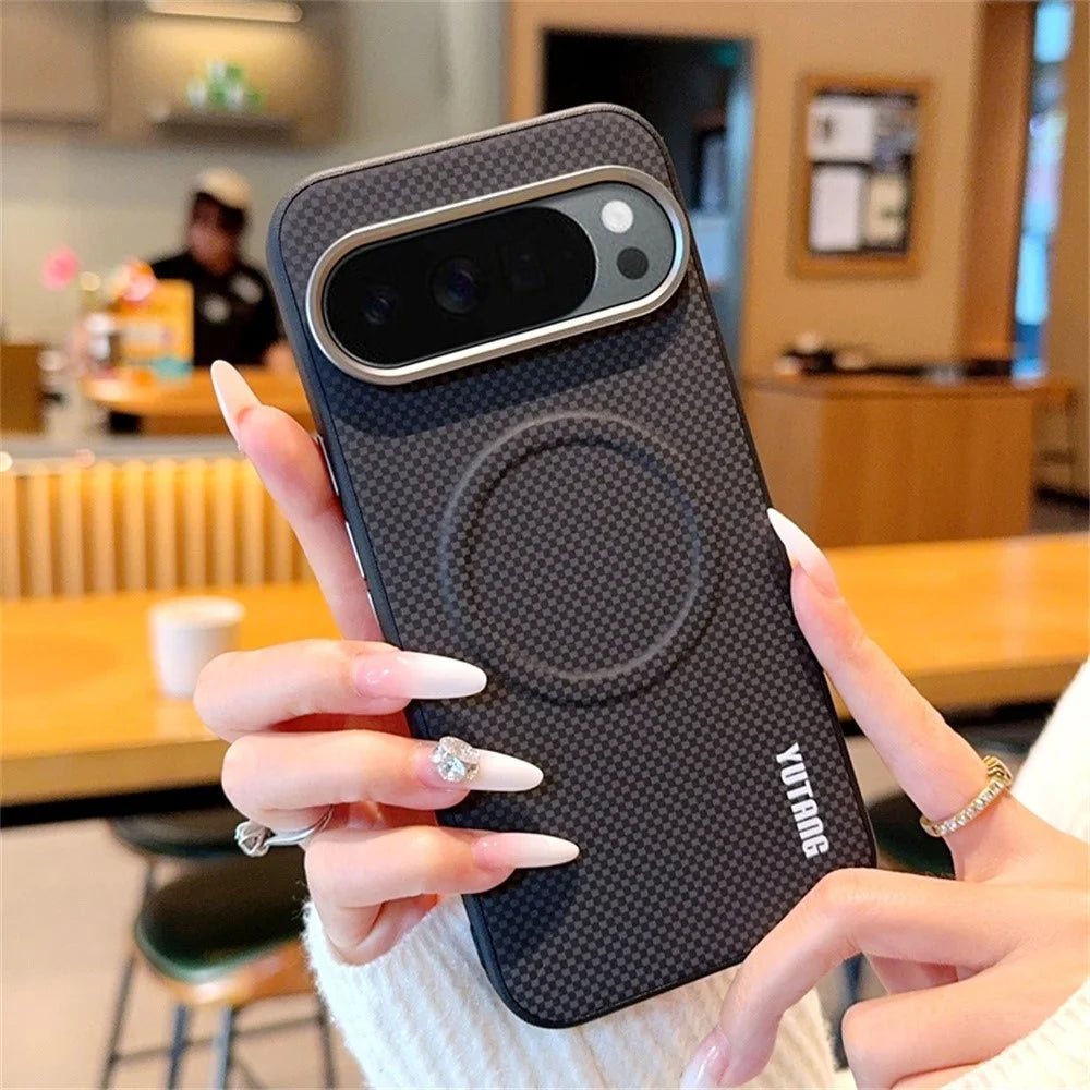 YUTANG Magnetic Case for Google Pixel 10 Pro XL Dot Pattern PC+TPU Shockproof Phone Cover - Black - 5