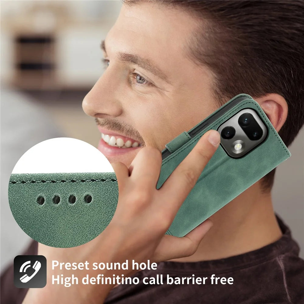 DIERFENG DF-03 For Realme 16 Pro 5G Leather Case Lines Imprint Wallet Phone Cover with Wrist Strap - Green - 7