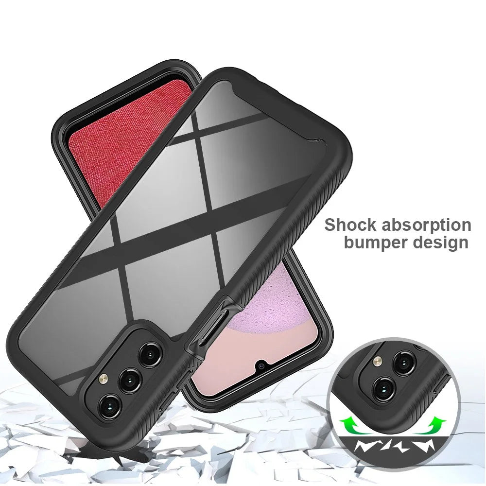 For Samsung Galaxy A14 5G / A14 4G Hard Acrylic + PC + Soft TPU Phone Case Bump Proof Clear Back Cover - Black - 2