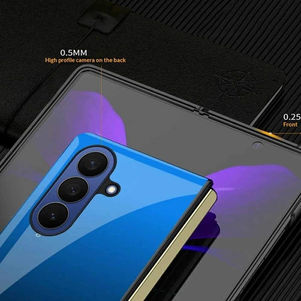For Samsung Galaxy Z Fold7 5G Case Gradient Color Tempered Glass + PC + TPU Hybrid  Phone Cover - Orange  /  Green - 2