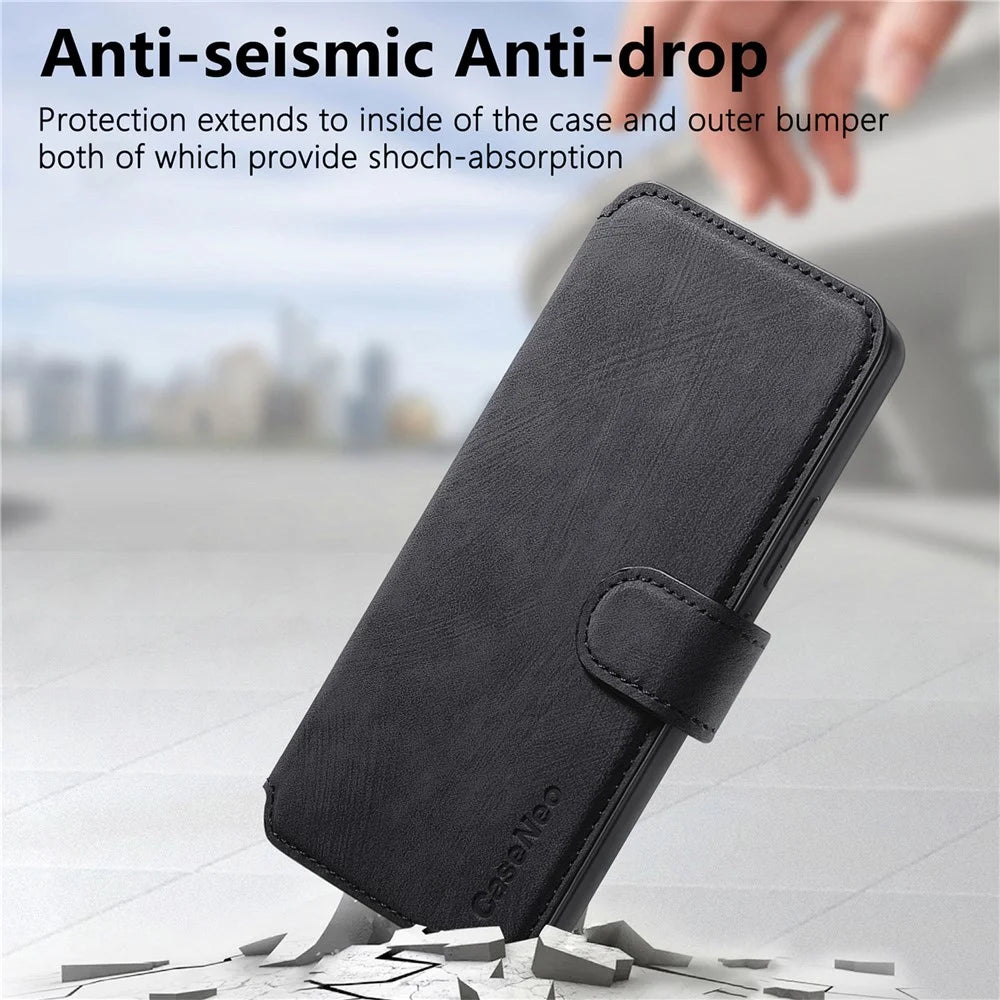 CASENEO MW-03 For Samsung Galaxy S26+ Magnetic Case Detachable Leather Phone Wallet Cover - Black - 6